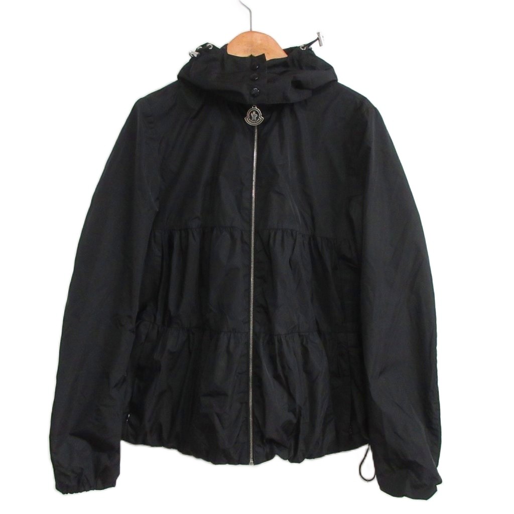 【中古】モンクレール MONCLER ナイロンジャケット シャーリング ペプラム 0 黒 ブラック IBO100 レディース 【ベクトル 古着】 260716|ブランド古着ベクトルプレミアム店