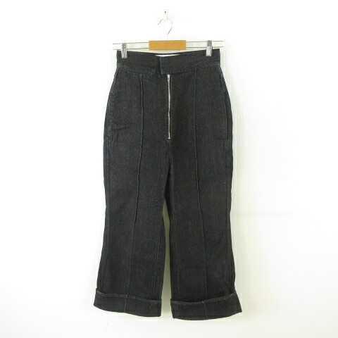 【中古】リヴィントーン LIVINGTONE デニムパンツ ジーンズ ロング ハイウエスト 黒 36 S *T982 レディース 【ベクトル 古着】 250407｜ブランド古着ベクトルプレミアム店