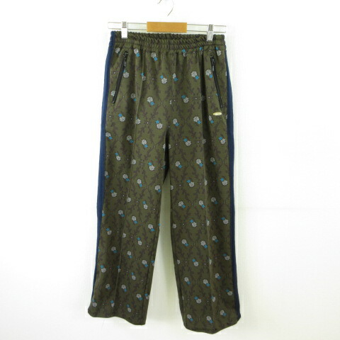 【中古】ハク スーパーハッカ H.A.K ニットジャカードトラックパンツ ロング 花柄 カーキ 緑 2 *T274 レディース 【ベクトル 古着】 250909