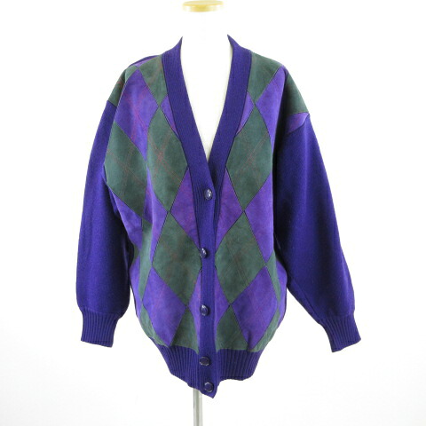 【中古】セリーヌ CELINE ジレー 長袖 編み物 スエードクロス ヴィンテージ 紫 40 *T803 レディース 【ベクター 古着】 251022