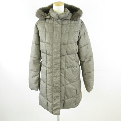 【中古】TOPVALU コート 中綿 長袖 ロング ファー 茶 M *T338 レディース 【ベクトル 古着】 260326