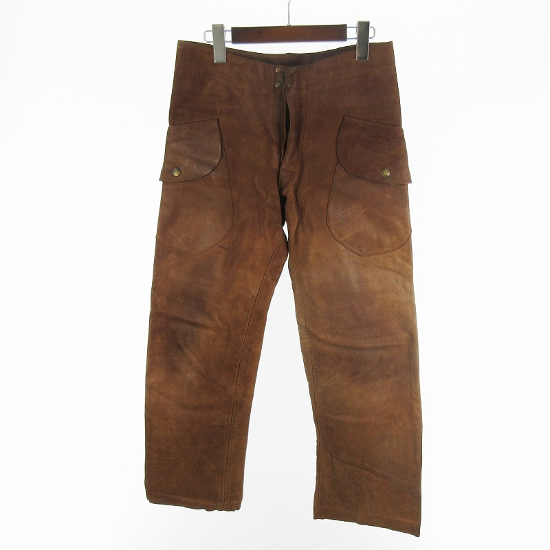 【中古】マルタンマルジェラ 10 Martin Margiela 10 初期 レザー アナトミックパンツ マックイーン 裏地付き 牛革 茶 ブラウン 44 KOKONOE期 2000年~2001年 archive ヴィンテージ フランス製 メンズ 【ベクトル 古着】 260106|ブランド古着ベクトルプレミアム店