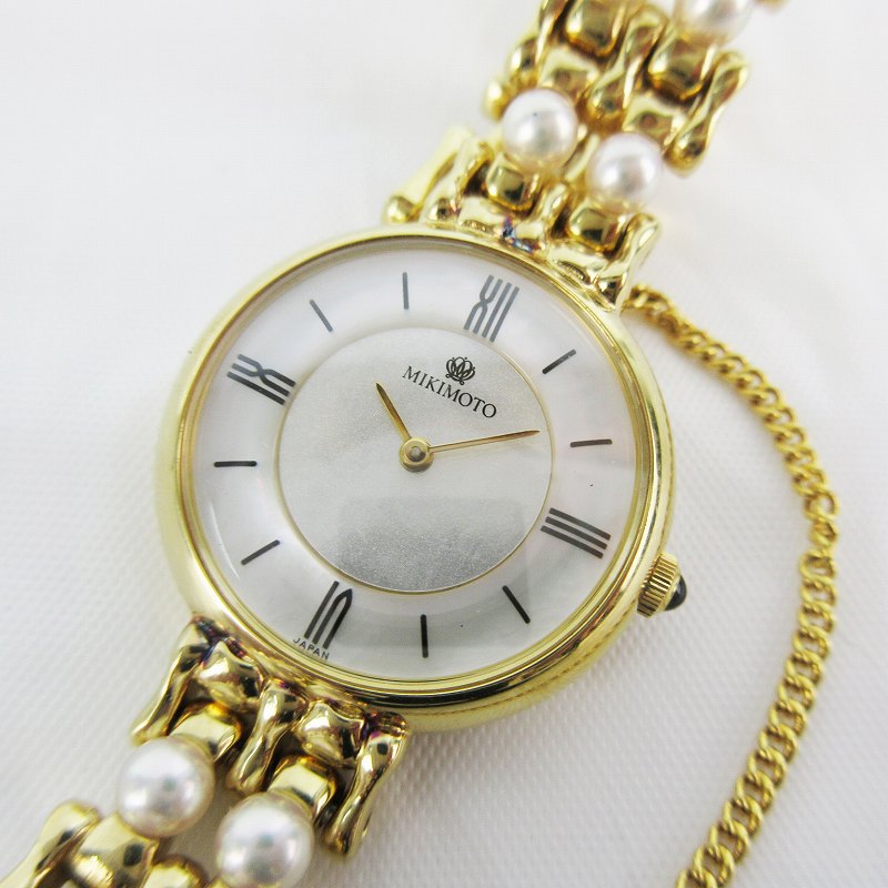 MIKIMOTO ゴールドケース ホワイト文字盤 時計 MIKIMOTO ゴールドケース ホワイト文字盤 時計 MIKIMOTO