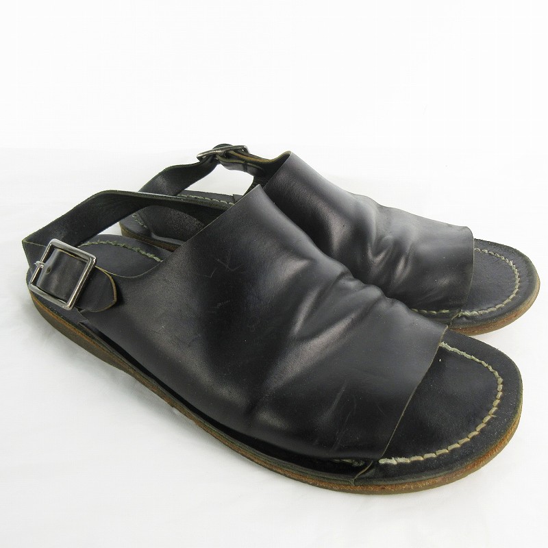 【中古】ペテロオラウム PETROSOLAUM サンダル 4 約26ｃｍ Leather Sandal Cordvan Butt BLACK ホースレザー ブラック 黒 メンズ 【ベクトル 古着】 251121