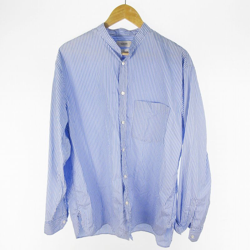 【中古】The CLASIK ザ 古典派音楽 david\u0026john anderson 25SS CKSH-162 COLLORLESS SHIRTS 色合い受け答え プルオーバー 長袖 縞模様 青色 白いこと 48  メンズ 【ベクター 古着】 251111