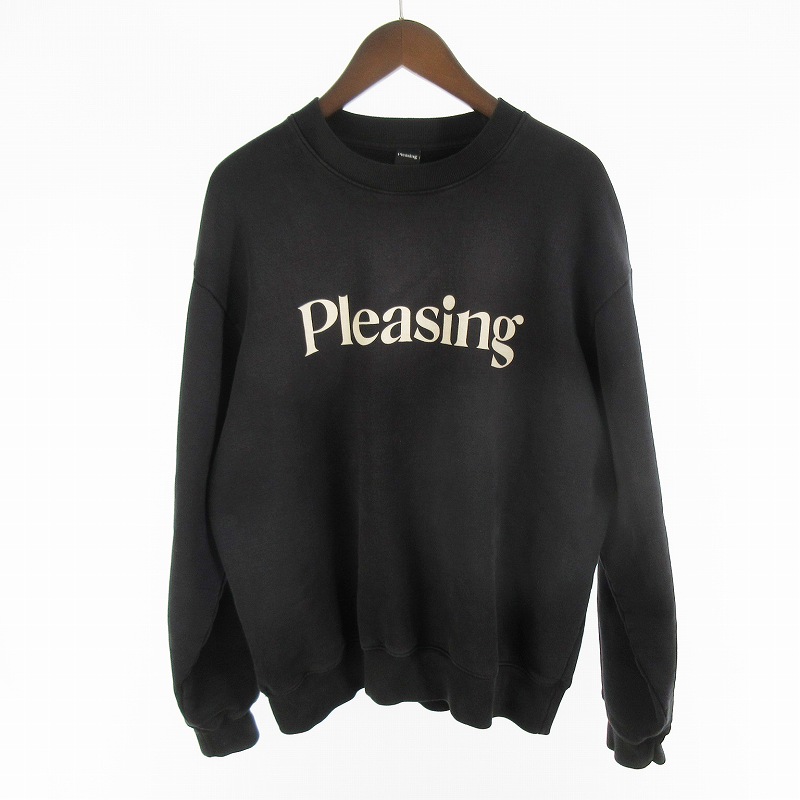 【中古】USA製 Pleasing プリージング L 汗水 調教師 ロゴタイプ 刷り上げる 黒いこと 黒 綿織物 裏起毛 トップス  メンズ レディース 【ベクター 古着】 260412