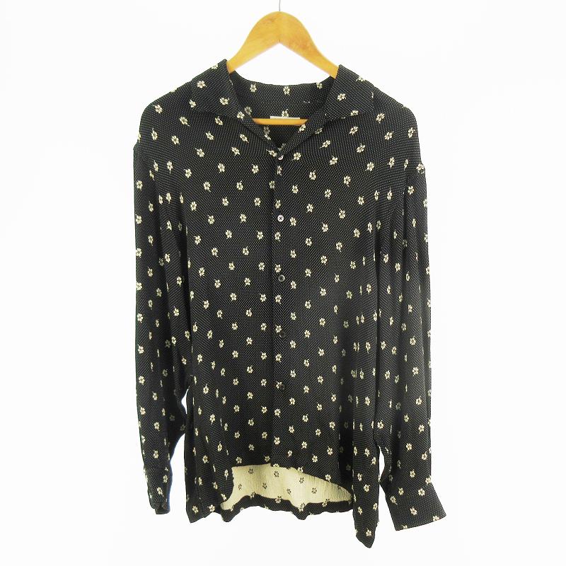 【中古】未使用品 calmlence カームレンス 2 Classic Open Collar Shirt SHIRT024 クラシック オープンカラー シャツ フラワー 花柄 レーヨン ブラック 黒 メンズ 【ベクトル 古着】 260413