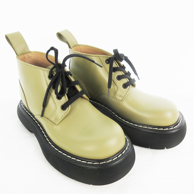 【中古】未当て嵌める品 ボッテガヴェネタ BOTTEGA VENETA 35 約22ｃｍ The Bounce バウンス 遊撃手ブーツ スピード競技引き上げる シューズ なめし革 ベージュ 黒いこと 黒 革靴 レディース 【ベクター 古着】 260602