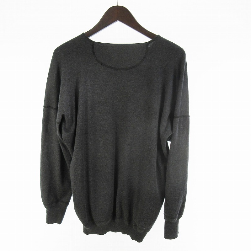【中古】付け届け 44 OLDE HOMESTEADER YOUTH オールドホームステッダー 編み物 プルオーバー カシミール 綿織物 CREW NECK LONG SLEEVE BLACK HEATHER 暗灰色薄墨色 メンズ 【ベクター 古着】 260505