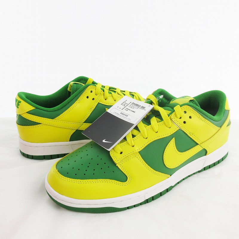 【中古】未当て嵌める品 ナイキ NIKE US10 28珊 Dunk Low  Reverse Brazil ダンク 置き目 逆さま ブラジル連邦共和国 DV0833-300 スニーカー 黄色 緑であること 靴 メンズ 【ベクター 古着】 260524