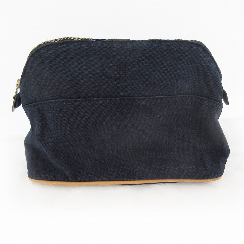 【中古】エルメス HERMES ボリード 合財袋 MM 帆布 綿織物 なめし革 米国海軍 紺 かざり付ける合財袋 小容れもの 御徒面子 鞄 レディース 【ベクター 古着】 260531