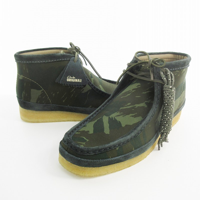 【中古】未使用品 クラークス clarks UK 9 1/2 27.5cm ワラビー ブーツ Wallabee Boot GRN Camouflage グリーン カモフラージュ 迷彩 26177769 靴 26ss メンズ 【ベクトル 古着】 260627｜ブランド古着ベクトルプレミアム店