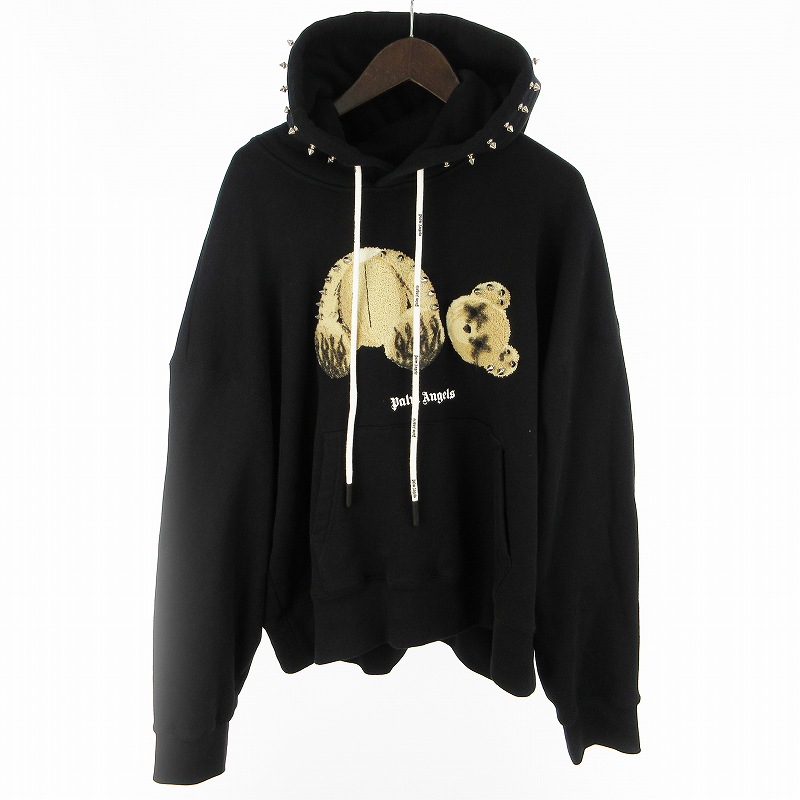 【中古】パームエンジェルス PALM ANGELS Ｌ Punk Bear Hoody パンクベアー スウェット パーカー プルオーバー 刺繍 スタッズ PMBB058F22FLE002 ブラック 黒 イーストランド メンズ 【ベクトル 古着】 260721｜ブランド古着ベクトルプレミアム店 23,013円