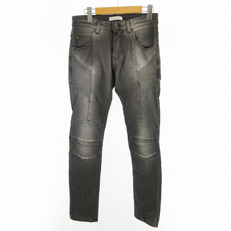 【中古】Pierre Balmain ピエール バルマン 28 デニムパンツ ジーンズ スキニー バイカー HP5359J Q365 グレー ストレッチ ボトムス メンズ 【ベクトル 古着】 260721｜ブランド古着ベクトルプレミアム店