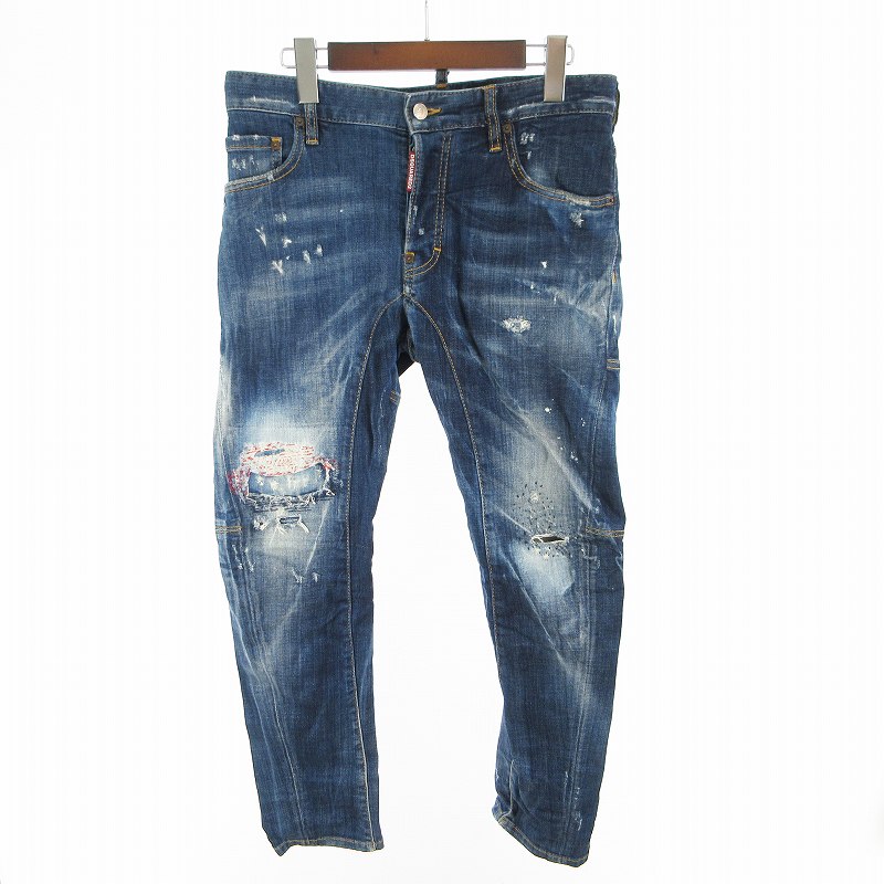 【中古】ディースクエアード DSQUARED2 44 ダメージ加工 スキニー デニムパンツ ジーンズ Gパン S74LB0170 インディゴ ブルー ボトムス スタッフインターナショナルジャパン メンズ 【ベクトル 古着】 260712|ブランド古着ベクトルプレミアム店