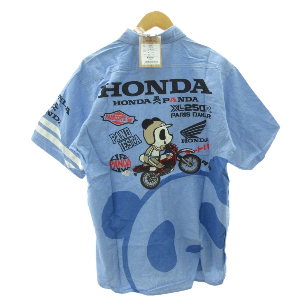 【中古】未使用品 HONDA×PANDIESTA ホンダ パンディエスタ タグ付き シャンブレー シャツ 半袖 554507 サックス XXL 大きいサイズ メンズ 【ベクトル 古着】 250828