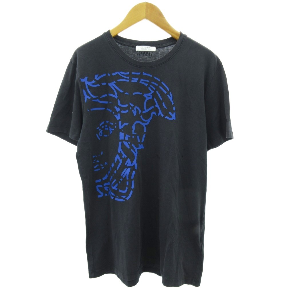 【中古】ヴェルサーチ ヴェルサーチェ VERSACE COLLECTION メデューサ Ｔシャツ ロゴ 紺 ネイビー S V800683 ☆AA★ メンズ 【ベクトル 古着】 250909