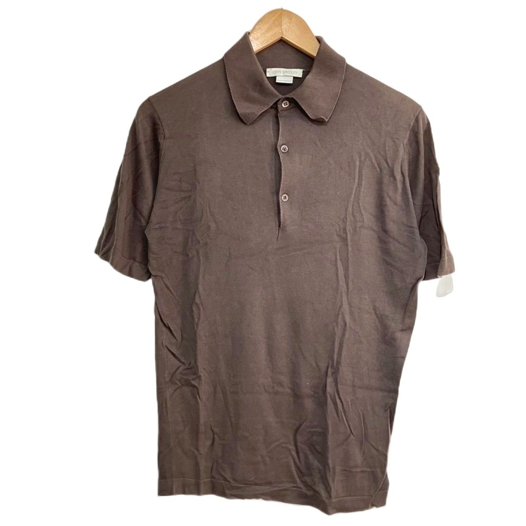 【中古】ジョンスメドレー JOHN SMEDLEY ニット ポロシャツ カットソー 半袖 英国製 S 茶 ブラウン 09735 【ベクトル 古着】 250912