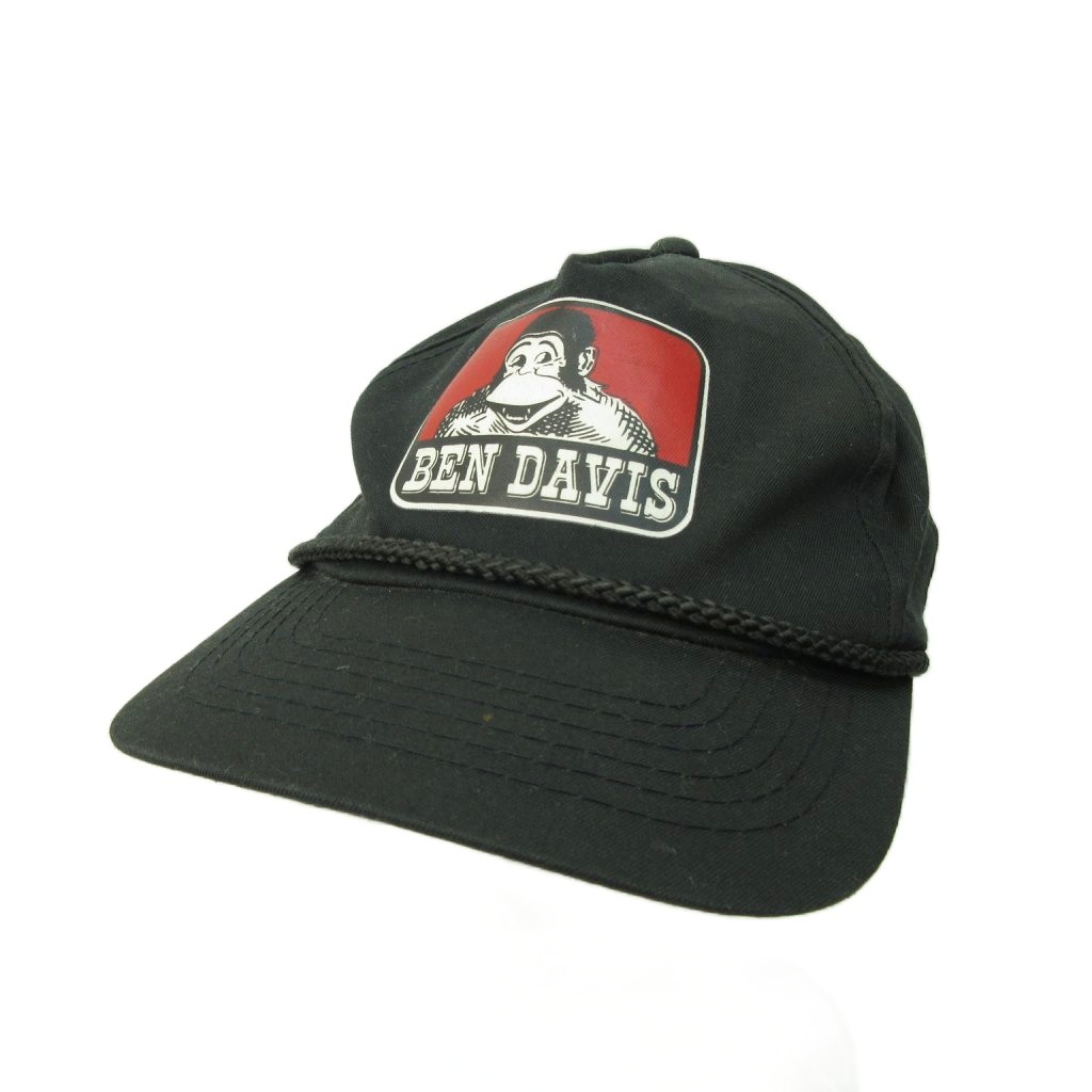 【中古】ベンデイビス BEN DAVIS 90s トラッカーキャップ 帽子 ロゴ 6パネル 黒 ブラック メンズ 【ベクトル 古着】 251209