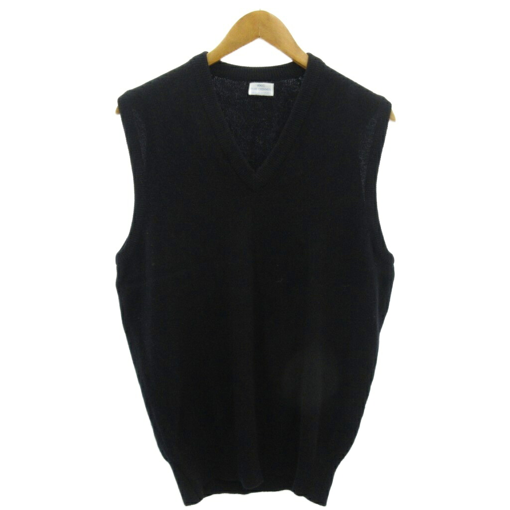 【中古】ヴィンテージ VINTAGE ピュア カシミヤ100％ ニット セーター ベスト スコットランド製 黒 ブラック 約M メンズ 【ベクトル 古着】 260204