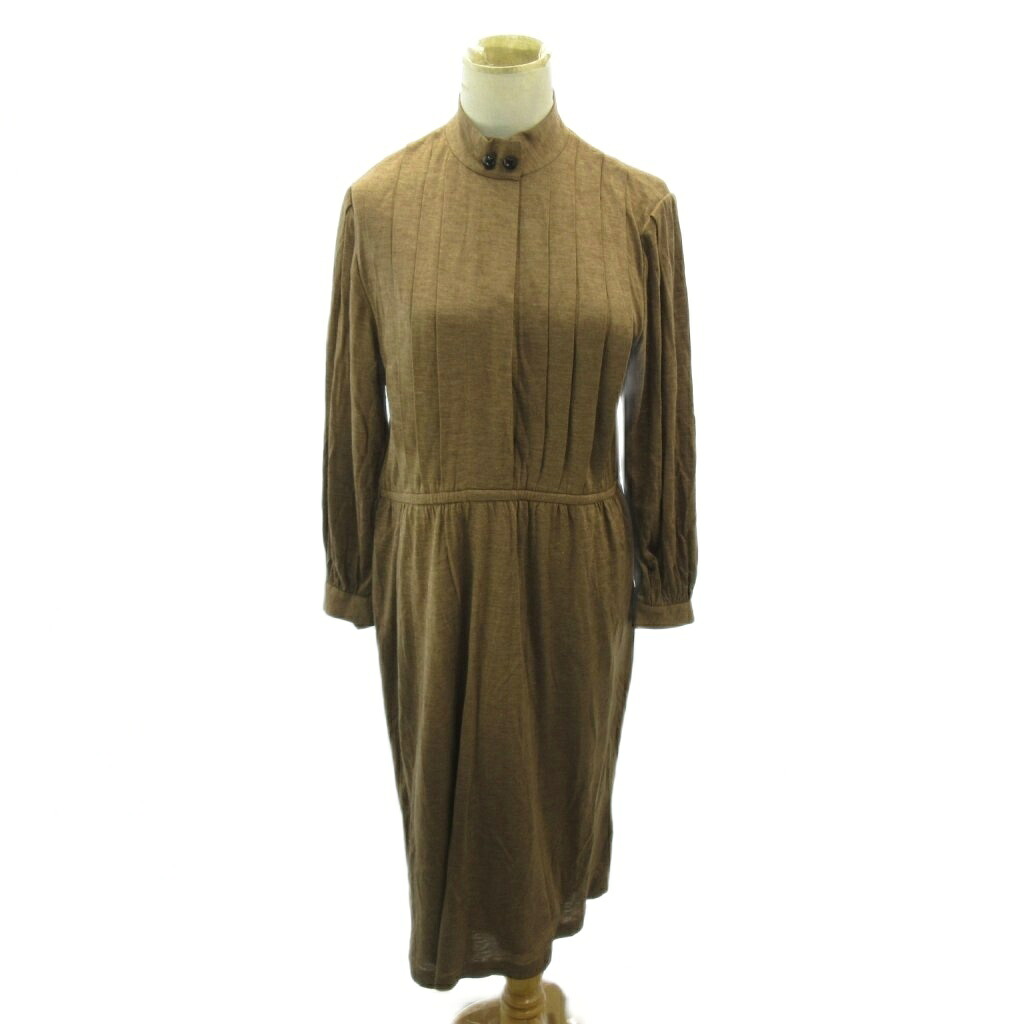 【中古】マリサマッコー二 Marisa Macconi 美品 ヴィンテージ ワンピース カシミヤ シルク カシシル 長袖 ロング丈 38 茶 ブラウン 0212 レディース 【ベクトル 古着】 260212