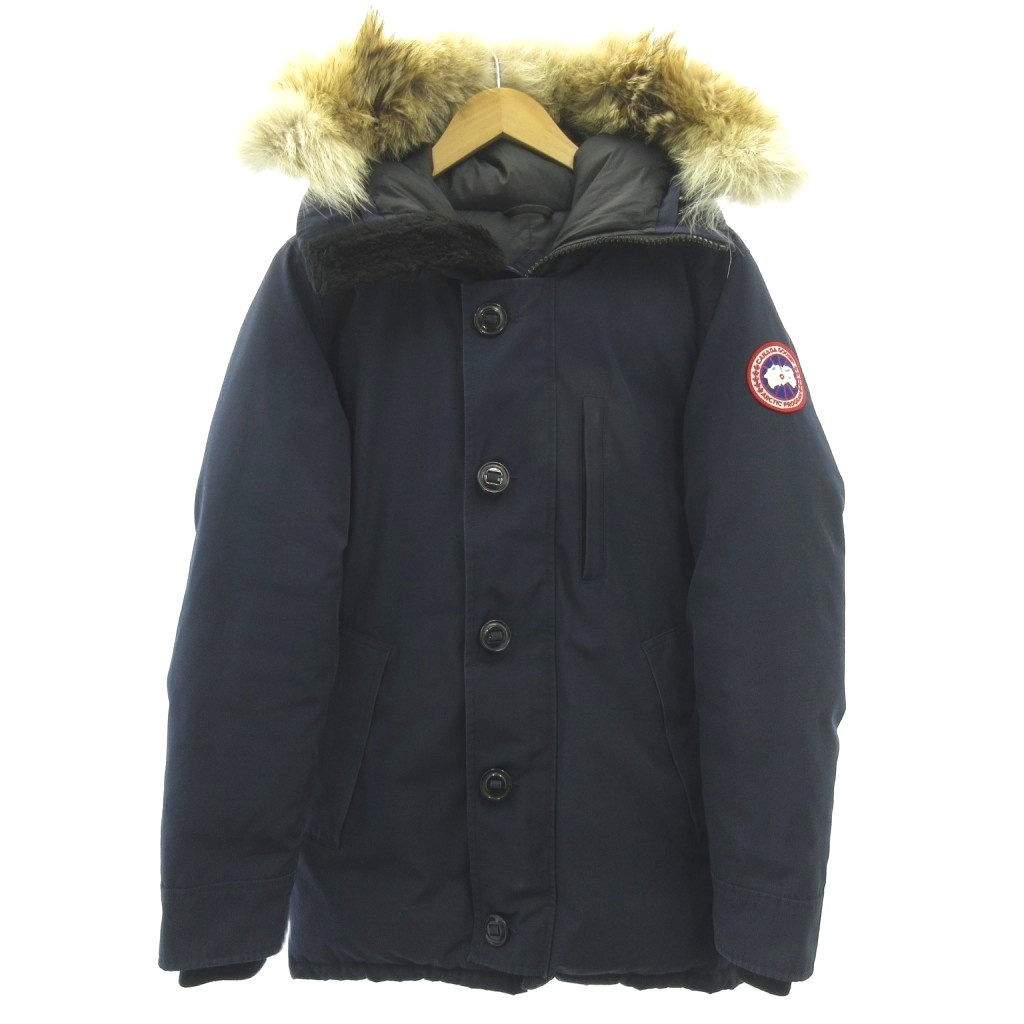 【中古】カナダグース CANADA GOOSE 近年 JASPER ジャスパー 中綿ジャケット コート ロゴワッペン コヨーテファー 紺 ネイビー XS 01T-01781815 メンズ 【ベクトル 古着】 260303|ブランド古着ベクトルプレミアム店