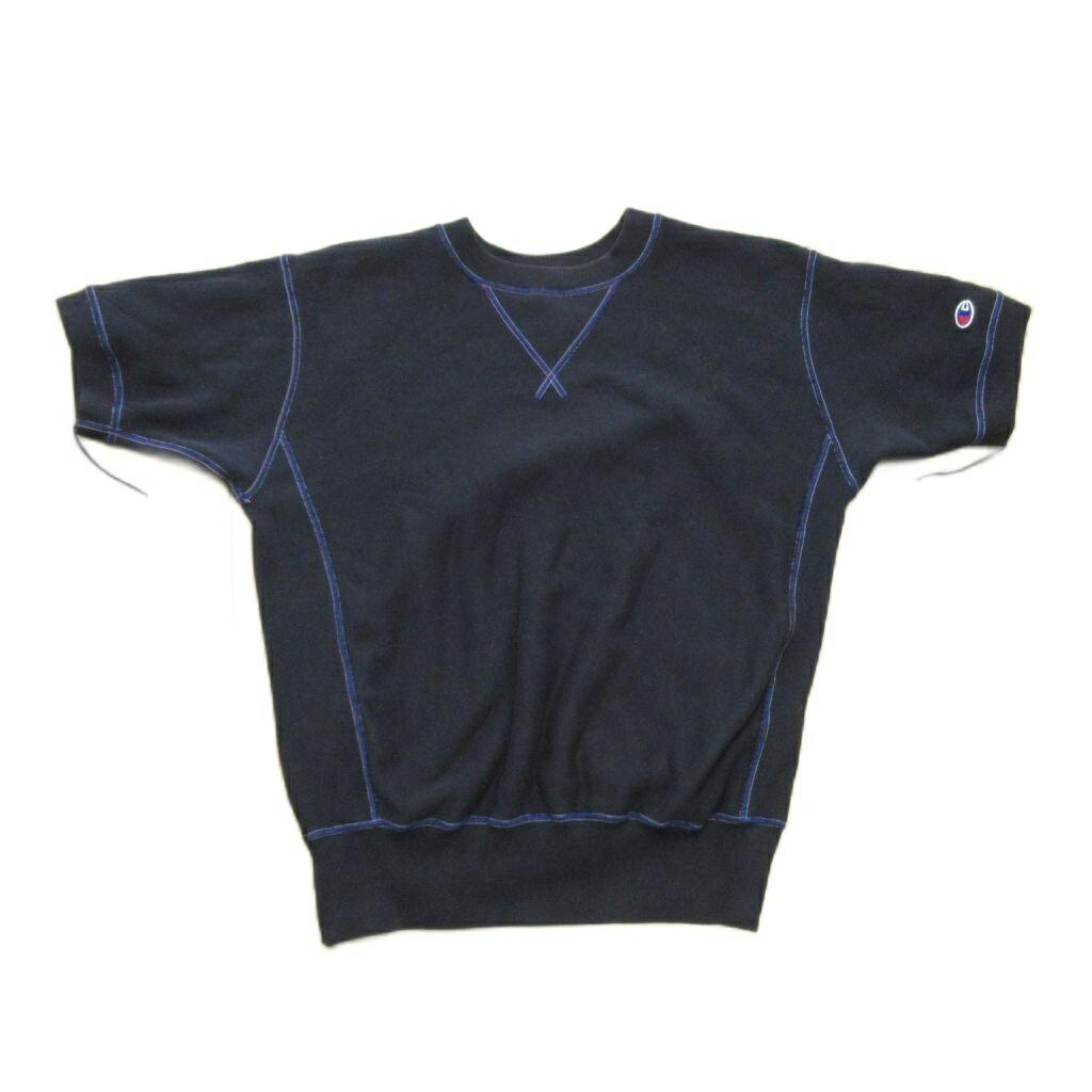 【中古】イッセイミヤケ ISSEY MIYAKE × チャンピオン 希少 03年 リバースウィーブ スウェット トレーナー 六本木オープン記念 300着限定 半袖 S 紺 ネイビー STK メンズ 【ベクトル 古着】 260325