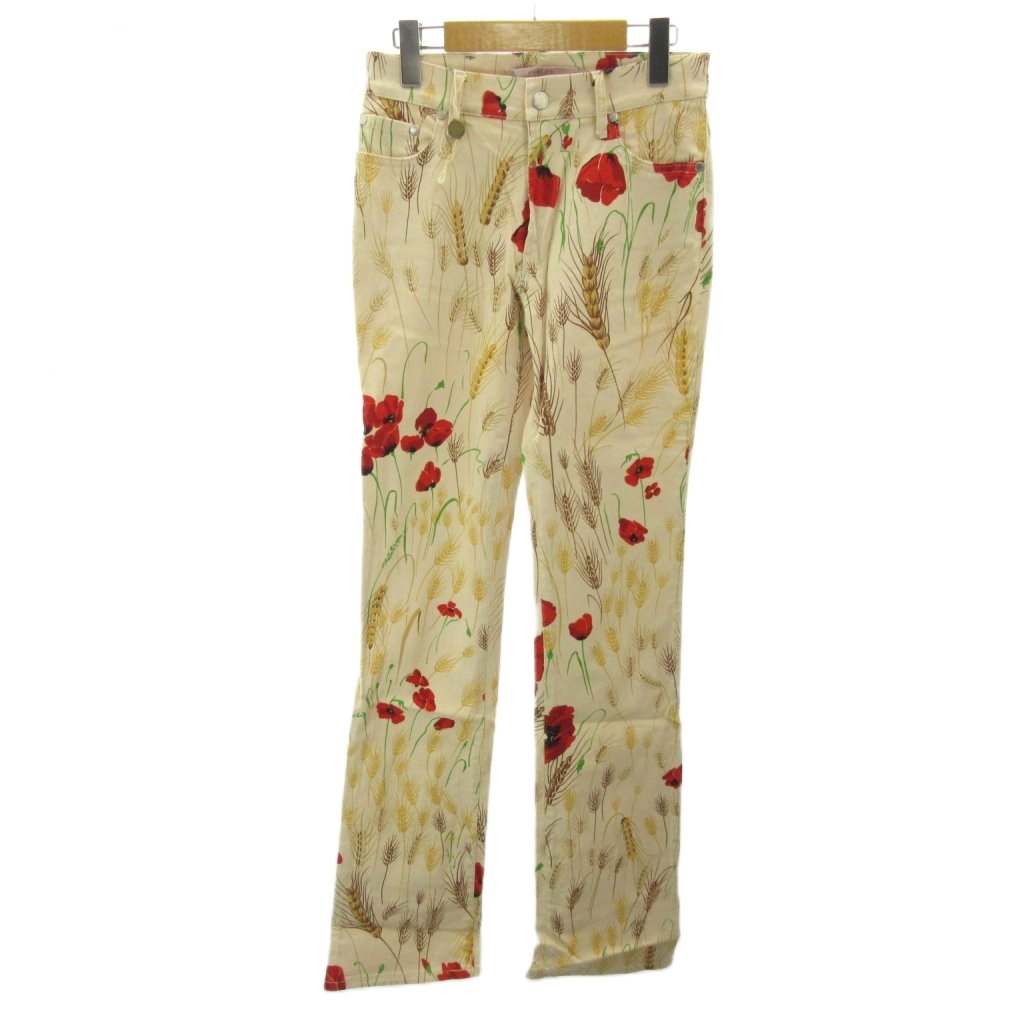 【中古】未使用品 レッド ヴァレンティノ RED VALENTINO タグ付き パンツ スラックス ストレート ジップフライ 花柄 27 白 ホワイト 0330 レディース 【ベクトル 古着】 260330