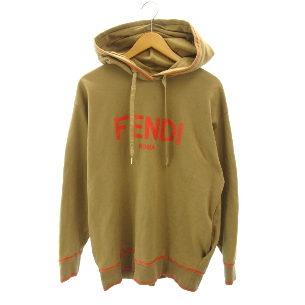 【中古】フェンディ FENDI ティーシャツ パーカー フーディ ロゴタイプ 刷り上げる 伝達ルート S 茶 赤銅色 0420 ■MNK7 メンズ 【ベクター 古着】 260420