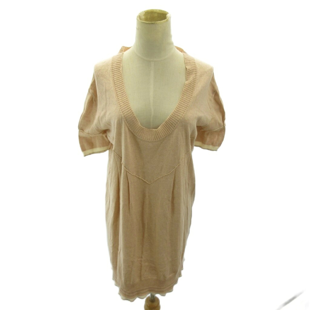 【中古】ミュウミュウ miumiu 編み物 衣装 伝達ルート ロング丈 半袖 40 サクラ色 0420 ■MNK7 レディース 【ベクター 古着】 260420