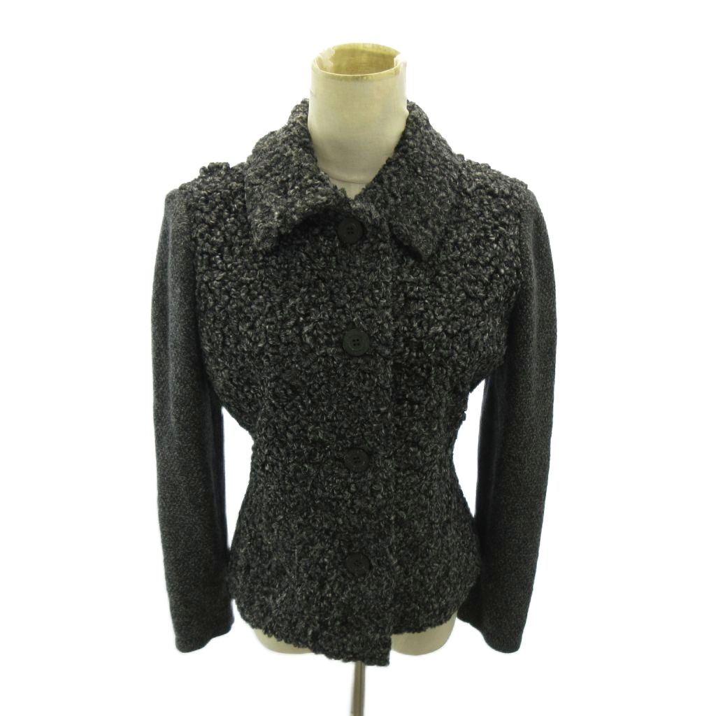 【中古】セリーヌ CELINE ドッキング ジャケット ブルゾン ウール アンゴラ混 ショート丈 38 グレー 0420 ■MNK7 レディース 【ベクトル 古着】 260420|ブランド古着ベクトルプレミアム店