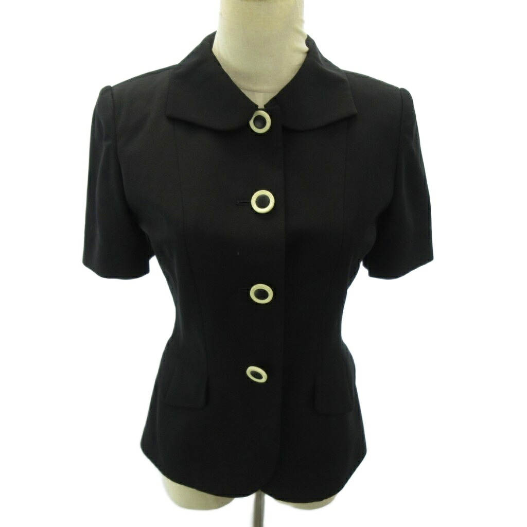 【中古】マドモアゼルディオール Mademoiselle Dior 美品 ヴィンテージ 上衣 上衣 半袖 旧引き舟 ロゴタイプ名取り草 S 黒 黒いこと 0511 ■STK レディース 【ベクター 古着】 260511