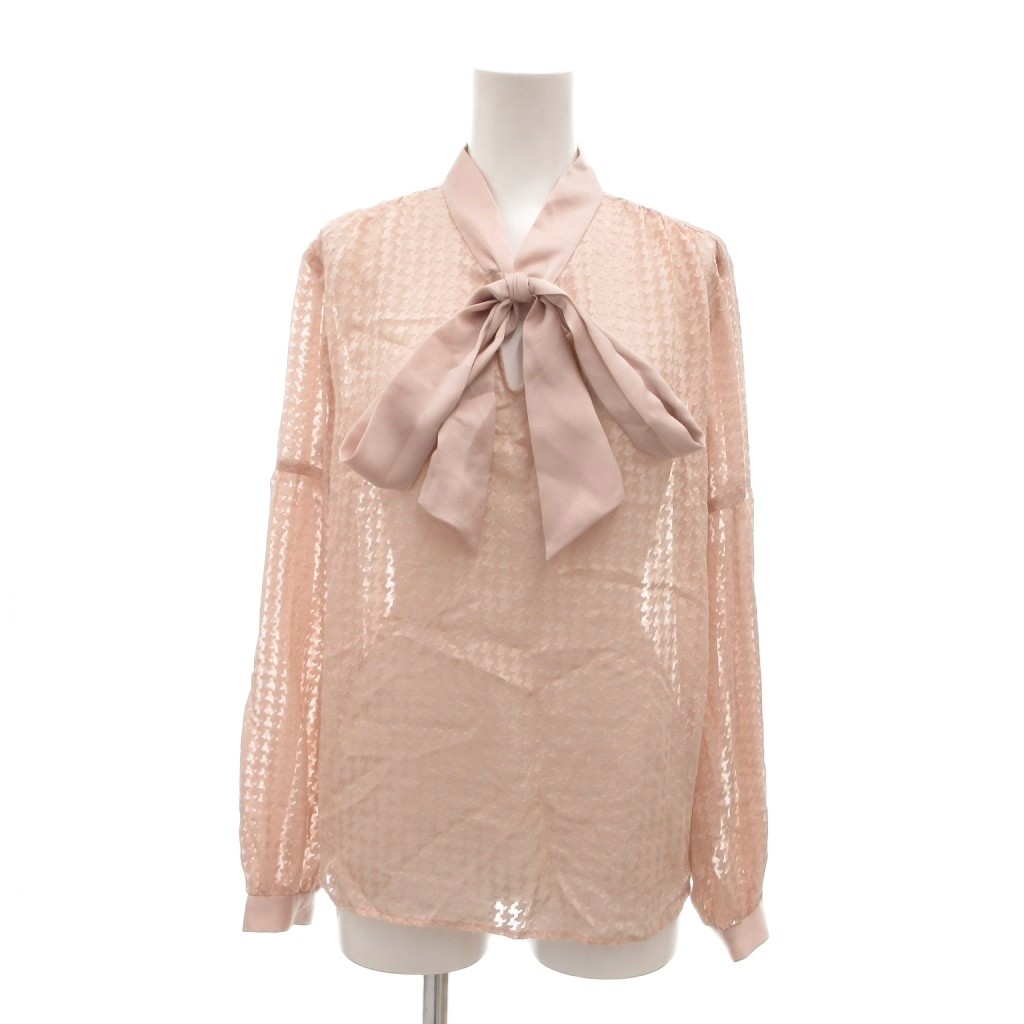 【中古】いの一番手がかり\u0026ダイアン ピンダイ PINKY\u0026DIANNE 標本品 チドリオパールボウタイブラウス プルオーバー トップ サクラ色 チドリ柄 長袖 /TQ レディース 【ベクター 古着】 260528