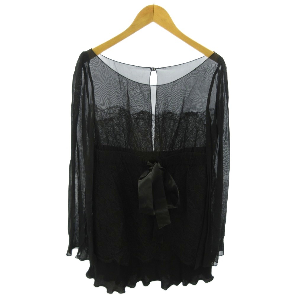 【中古】未使用品 レッド ヴァレンティノ RED VALENTINO タグ付 フォーマル プルオーバー シャツ ブラウス シースルー 切替 レース 長袖 40 黒 ブラック 0521 レディース 【ベクトル 古着】 260521｜ブランド古着ベクトルプレミアム店