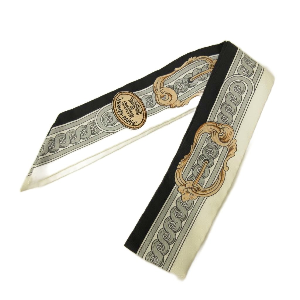 【中古】エルメス HERMES 美品 21SS 司法官庁の勒 BRIDE DE COUR ツイロバート・エドワード・リー えり巻き 総柄 白 黒 白いこと 黒いこと 0607 レディース 【ベクター 古着】 260607