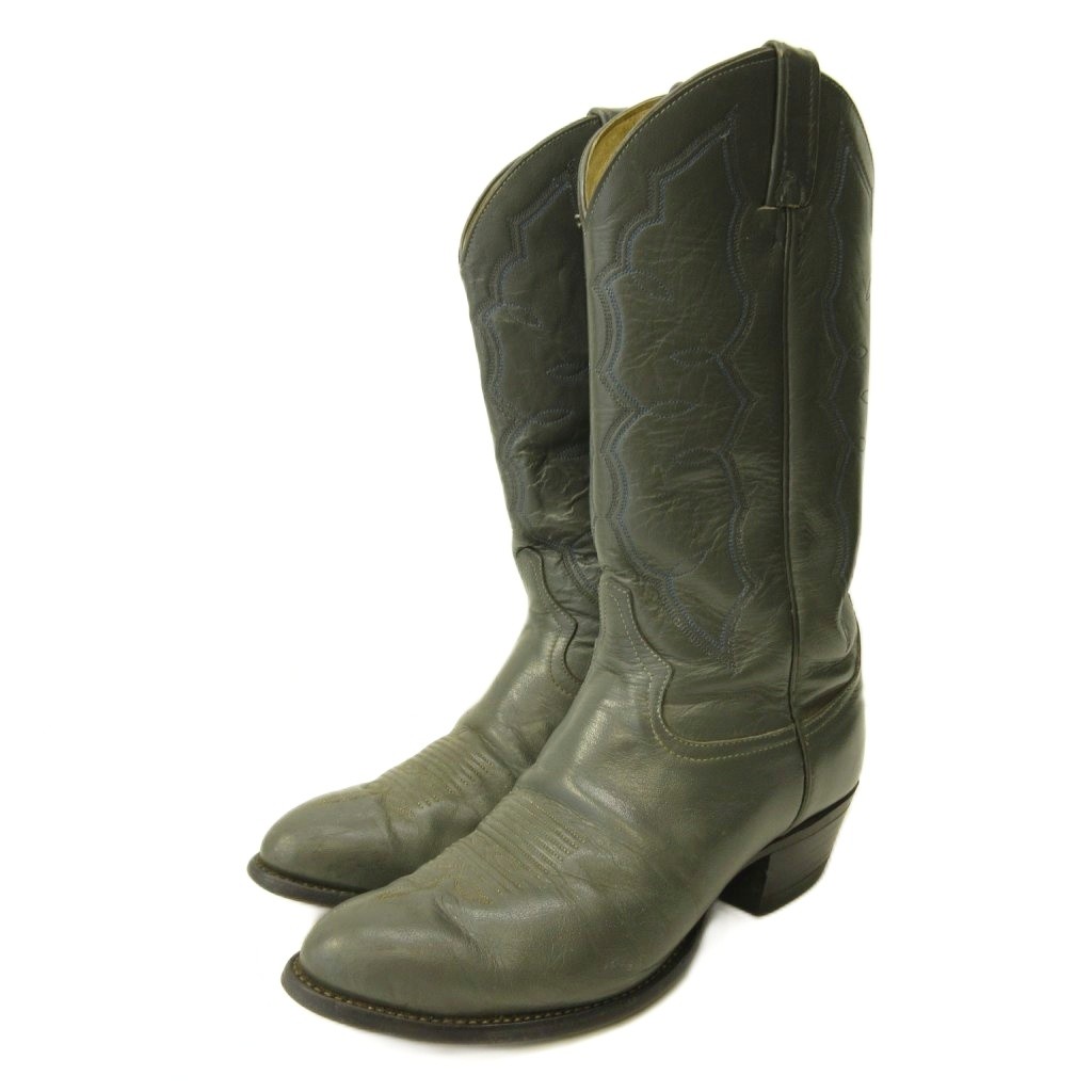 【中古】トニーラマ TONY LAMA ウエスタンブーツ シューズ ロング 刺しゅう なめし革 8 26.0珊 薄墨色 0605 メンズ 【ベクター 古着】 260605