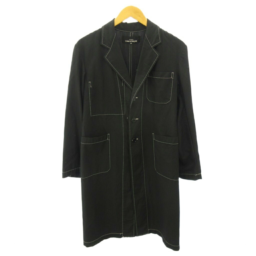 【中古】トリココムデギャルソン tricot COMME des GARCONS AD2000 製品染め チェスターコート スプリング ウール ロング丈 M 黒 ブラック 0605 レディース 【ベクトル 古着】 260605|ブランド古着ベクトルプレミアム店