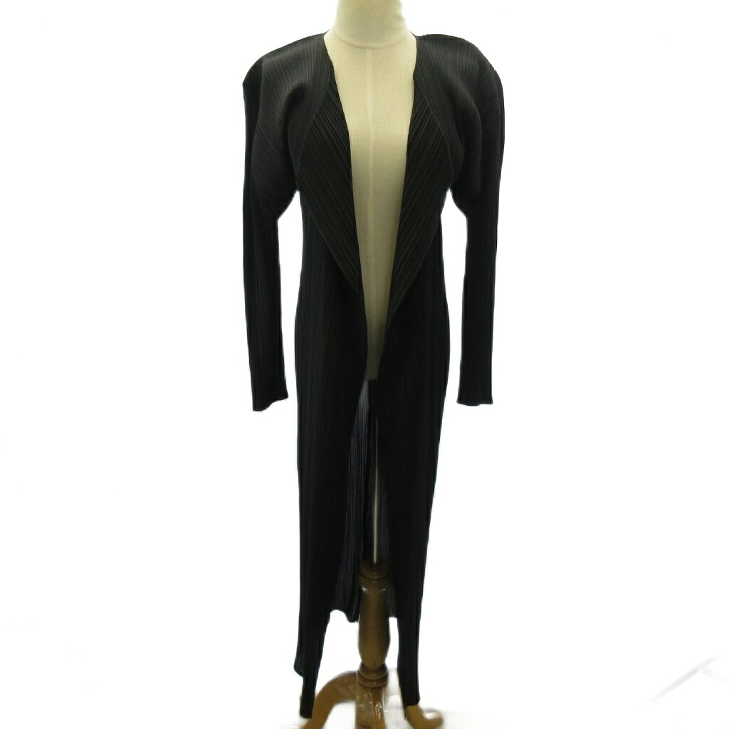 【中古】プリーツプリーズ PLEATS PLEASE イッセイミヤケ 美品 ロングカーディガン プリーツ 長袖 4 黒 ブラック 0722 レディース 【ベクトル 古着】 260722｜ブランド古着ベクトルプレミアム店