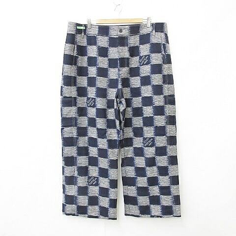 【中古】ルイヴィトン LOUIS VUITTON ダミエ パンツ ウール RM241M FVD HQP08W 24SS 大きいサイズ ネイビー ブルー グレー 紺 青 60 メンズ 【ベクトル 古着】 251225｜ブランド古着ベクトルプレミアム店 100,550円