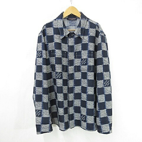 【中古】ルイヴィトン LOUIS VUITTON ダミエ プルオーバー プルオーバー上衣 大層らしい大きさ 羊毛 RM241M FVD HQS04W 24SS 大層らしい大きさ 米国海軍 青碧 薄墨色 紺 青 60 メンズ 【ベクター 古着】 251225