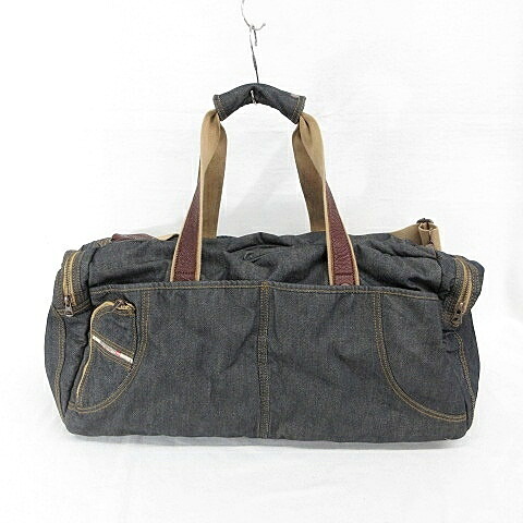 【中古】ディーゼル DIESEL 御徒面子 ボストンバッグ ショルダーバッグ 2WAY ジーンズ なめし革 インディゴ 青 赤銅色 茶  メンズ レディース 【ベクター 古着】 260317
