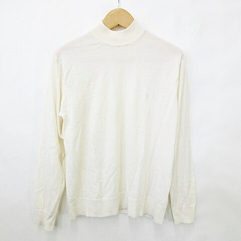 【中古】マッキントッシュ ロンドン MACKINTOSH LONDON ニット 長袖 ハイネック ロゴ ウール 白 ホワイト L メンズ 【ベクトル 古着】 260327