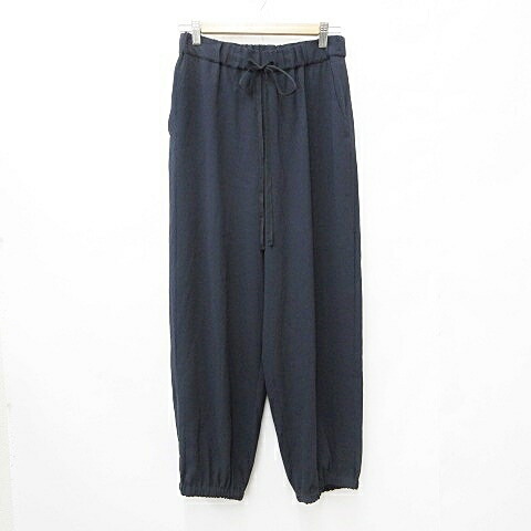【中古】プレインピープル PLAIN PEOPLE パンツ ワイドパンツ ジョガーパンツ ロング 裾ゴム ドロスト 紺 ネイビー 2 レディース 【ベクトル 古着】 260407