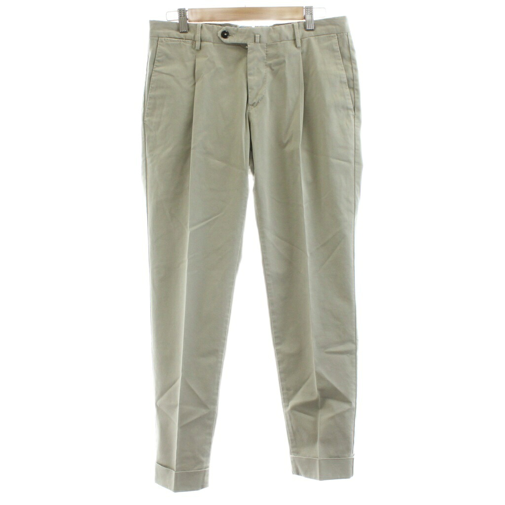 【中古】ピーティートリノ PT TORINO STRETCH EVO FIT ストレッチチノパン チノパンツ タック ジップフライ 46 ベージュ CPFT11Z00PA1 NK03 /KU メンズ 【ベクトル 古着】 251209