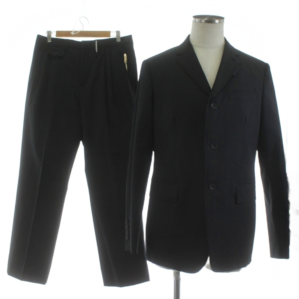 【中古】赤ちょうちんバリー BURBERRY HIGH BREAK JKT TECH SLACKS 背広 セットアップ 上下 テーラードジャケット タックズボン下 48R 黒 黒いこと 8023653 8023139 /KU メンズ 【ベクター 古着】 251226