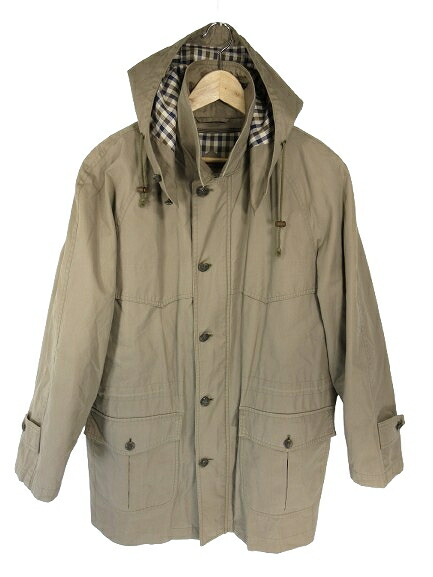 【中古】アクアスキュータム AQUASCUTUM ステンカラー コート ジャケット 5way フード ライナー ジップアップ ボタン 無地 ベージュ サイズM QQQ メンズ 【ベクトル 古着】 260305
