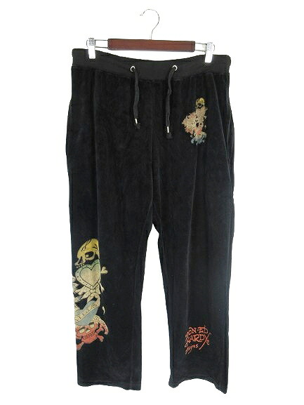 【中古】エドハーディー Ed Hardy ズボン下 たわい無い ロング 汗水 天鵞絨 天然ゴム酉の方角 小間絵 ドクロ 黒いこと 大きさXXL QQQ メンズ 【ベクター 古着】 260605