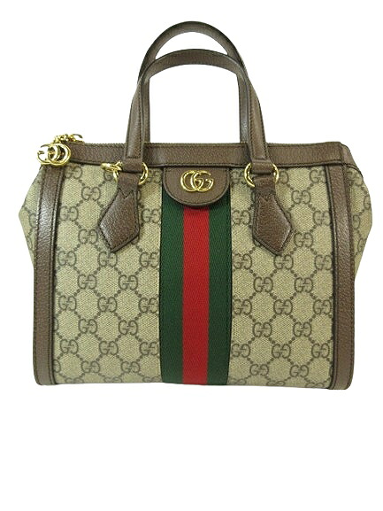 【中古】グッチ GUCCI オフィディア GG スモール トートバッグ ハンドバッグ 2WAY ショルダーバッグ PVC レザー 547551 カーキベージュ モカブラウン レッド QQQ レディース 【ベクトル 古着】 260614|ブランド古着ベクトルプレミアム店
