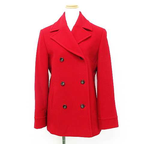 注目の ブルックスブラザーズ Brooks Brothers Pコート ジャケット アウター 長袖 ショート丈 ダブルボタン 無地 ウール混 赤 M レディース ベクトル 古着 初回限定 Erieshoresag Org