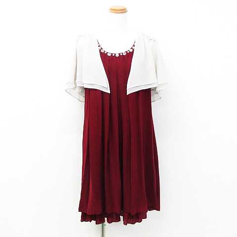 中古 アクシーズファム Axes Femme 一静謐 御召し物 ボレロ ノースリーブ 半袖 ミニ身丈 3五線譜組み インサイドスカート幸運 フォアマル ブドウ酒さ丹 グレー マルチ色調 M 38 レディース ベクタ 古着 中古 アクシーズファム Axes Femme ワンピース ドレス ボレロ